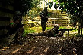 Players on an airsoft field